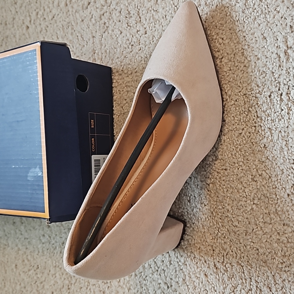 Block Heel Nude Suede Heel 8